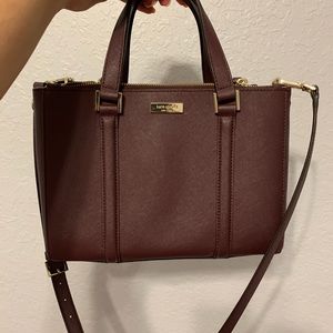 Kate Spade Handbag with Crossbody Strap in Burgundy